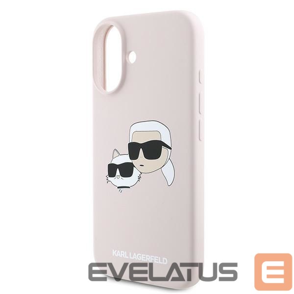 Nugarėlės dėklai Karl Lagerfeld Karl Lagerfeld Silicone Case Heads Print MagSafe for iPhone 16 Plus - Pink