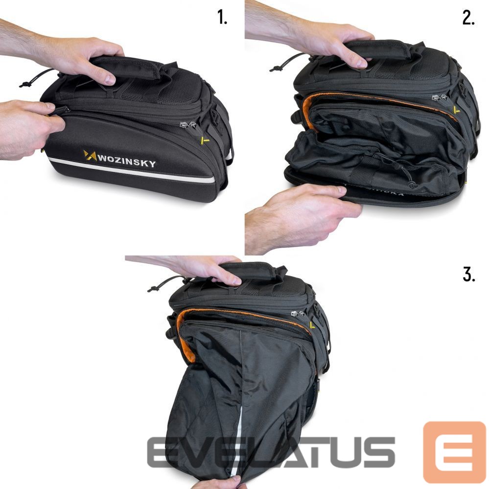 Dviračio priedas Wozinsky Wozinsky large bike rack bag 35l + rain cover black (WBB19BK)