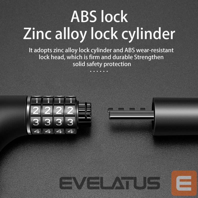 Dviračio priedas Rockbros Rockbros 3230002001 bicycle lock with combination and key - black