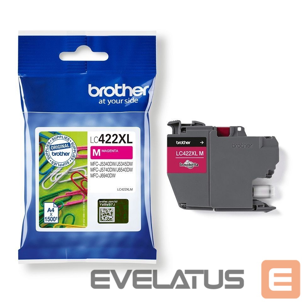 Eksploatacinės medžiagos spausdintuvams Brother LC422XLM Ink Cartridge, Magenta