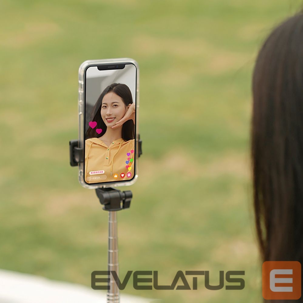 Fotoaparato priedas Hurtel Selfie stick WHS1Y telescopic tripod 1m with phone holder - black