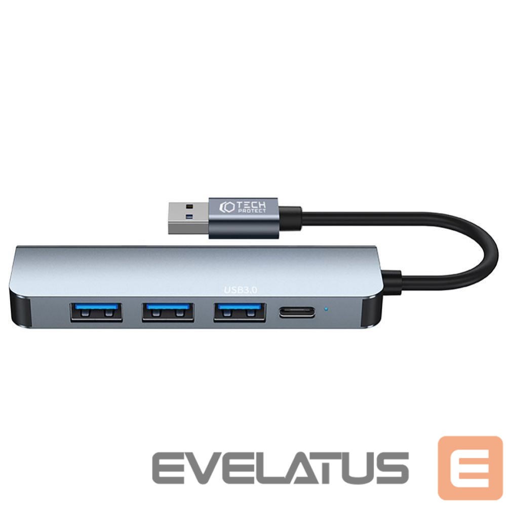 Kitas kompiuterio priedas Tech-Protect HUB Tech-Protect V0 5in1 USB-A - USB-A 3.0 / 3x USB-A 2.0 / USB-C - gray