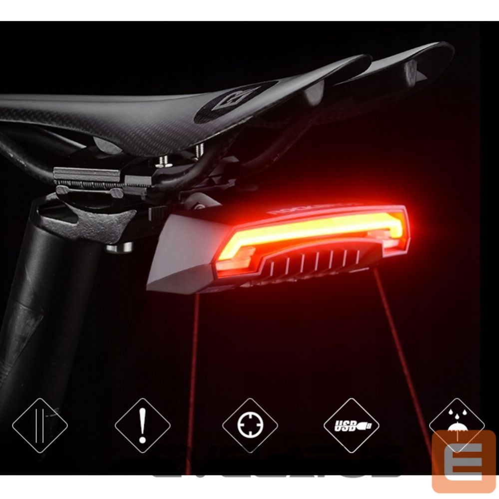 Dviračio priedas Rockbros Rockbros LKWD-R1 Rear Bike Light with Laser and Remote Control + Micro USB - USB-A Cable - Black