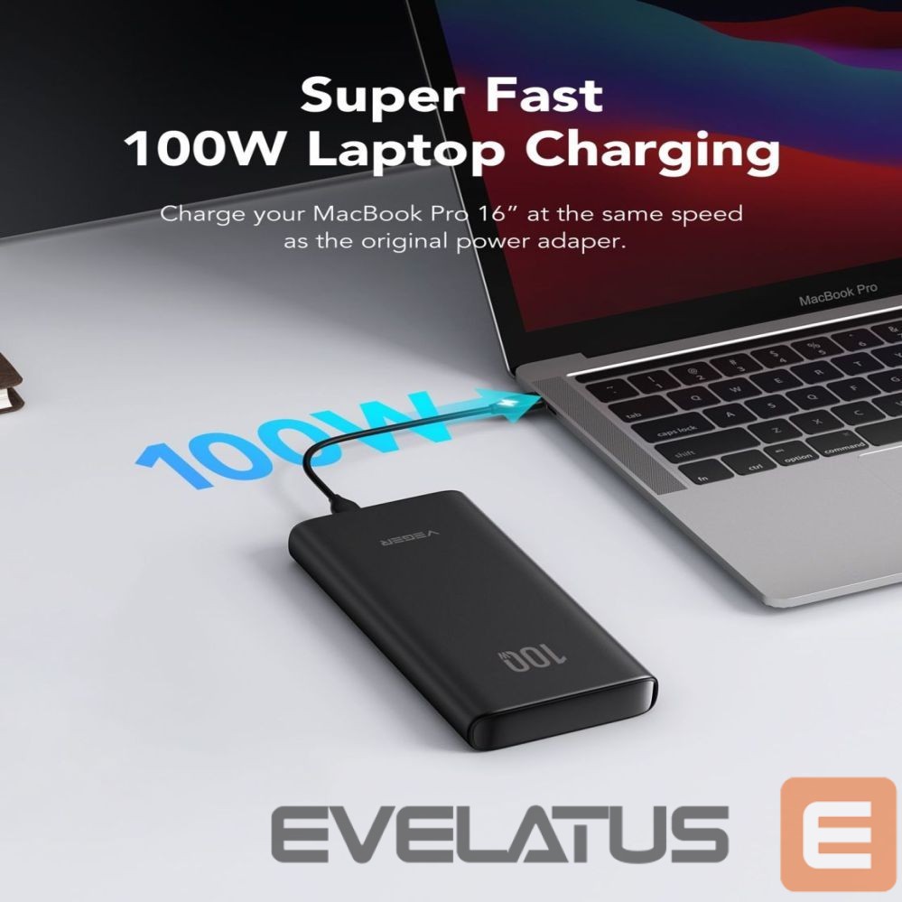 Išorinė baterija Veger Powerbank Veger T100 (W2032C-100) PD QC3.0 5A 100W 20000 mAh black