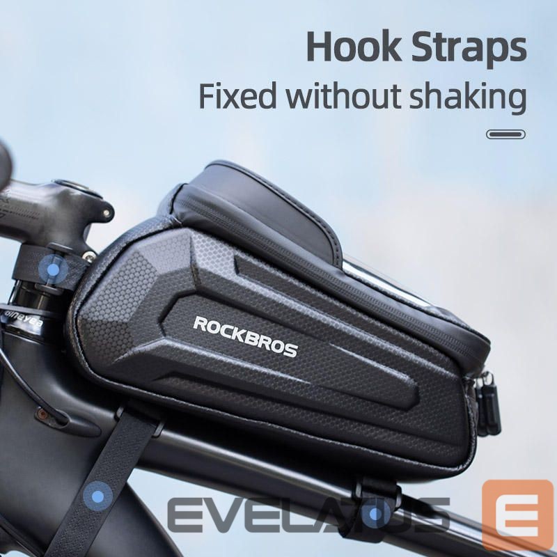 Dviračio priedas Rockbros Rockbros B68 Bike Pannier for Frame, Armored, with Phone Pocket and Cover, 1.7L - Black