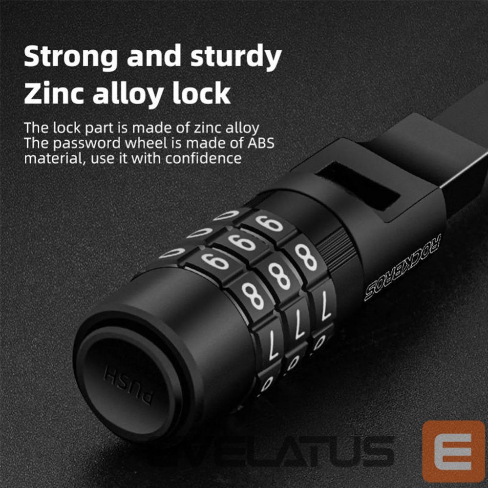 Dviračio priedas Rockbros Rockbros 3240001001 bicycle lock for 0.5 m combination - black