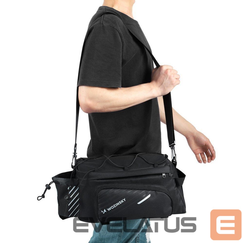 Dviračio priedas Wozinsky Wozinsky Bike Pannier Rack Bag with Shoulder Strap 9L (Rain Cover Included) Black (WBB22BK)