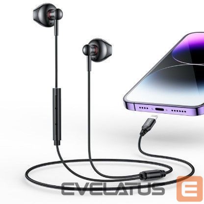 Laidinės ausinės yesido YH48 Aluminum Alloy In-ear Earphone With Remote Control IP Interface Wired Headphone Black
