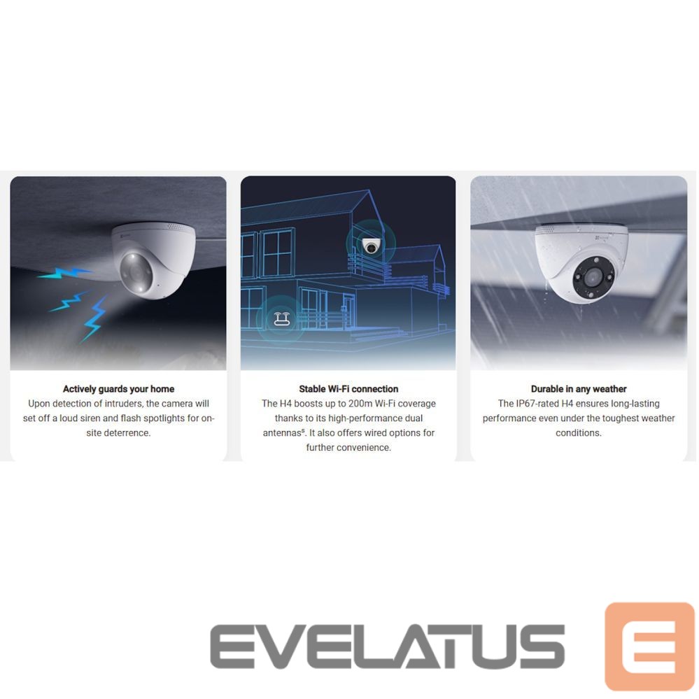 IP kameros EZVIZ Ezviz H4 CS-H4 3MP 2K Outdoor IP67 Smart Home security camera MicroSD / Night vision White