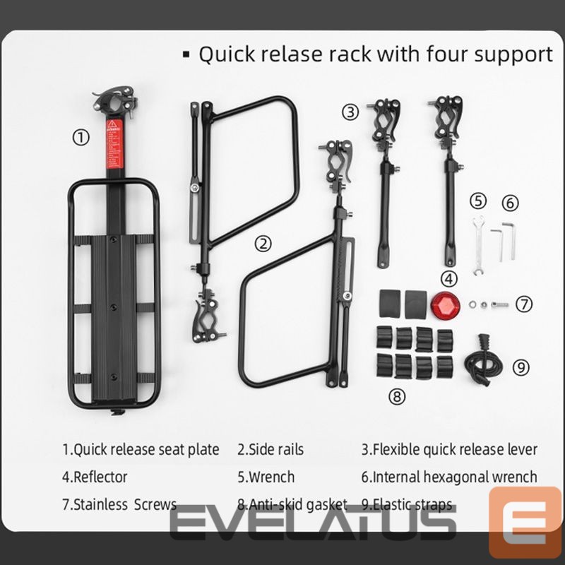 Dviračio priedas Rockbros Rockbros 33210004001 bicycle rack with shelf - black