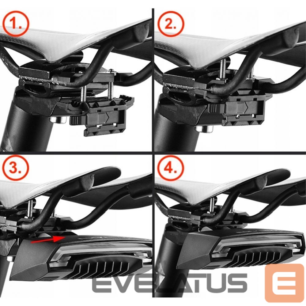 Dviračio priedas Rockbros Rockbros LKWD-R1 Rear Bike Light with Laser and Remote Control + Micro USB - USB-A Cable - Black