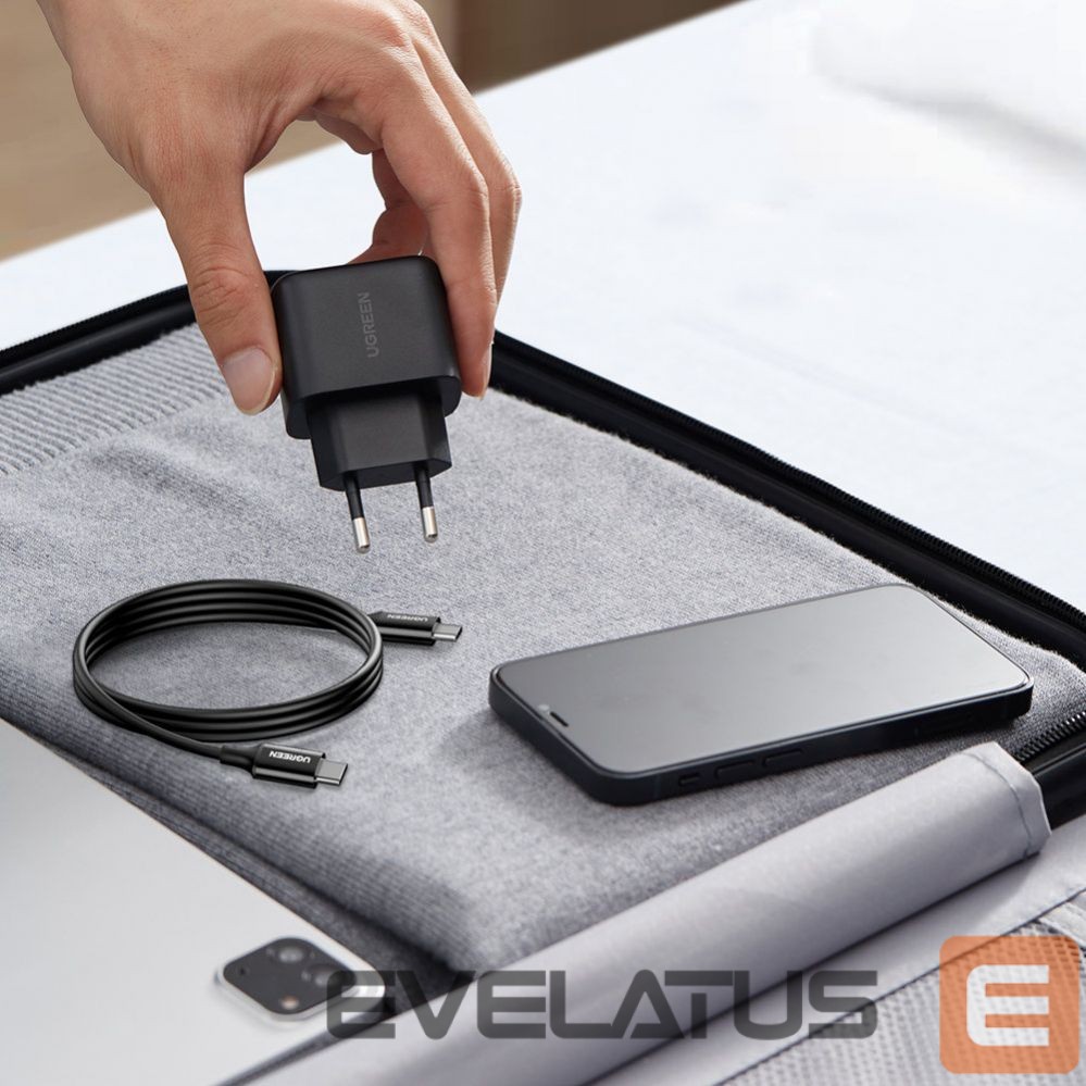 Adapteriai Ugreen USB Type C charger 25W Power Delivery + USB Type C cable 2m (50581) Black