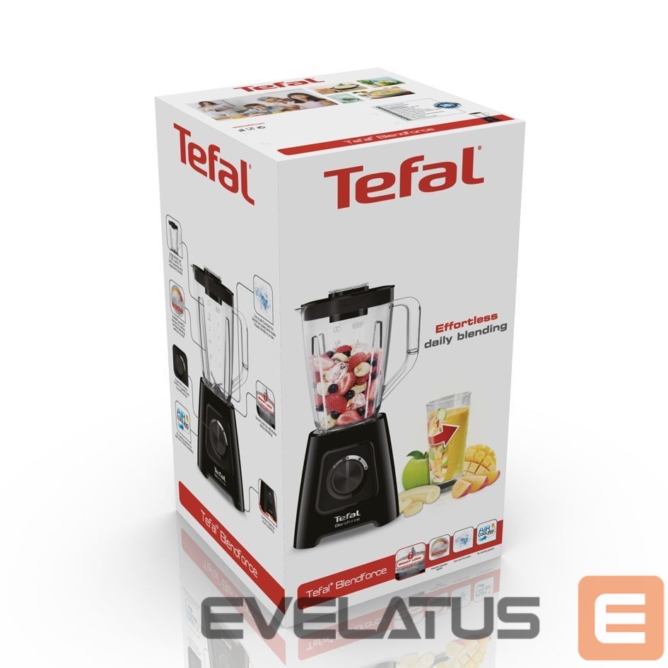 Maišytuvai ir maišytuvai TEFAL Blender BL420838 BlendForce Tabletop, 600 W, Jar material Plastic, Jar capacity 1.25 L, Ice crushing, Black