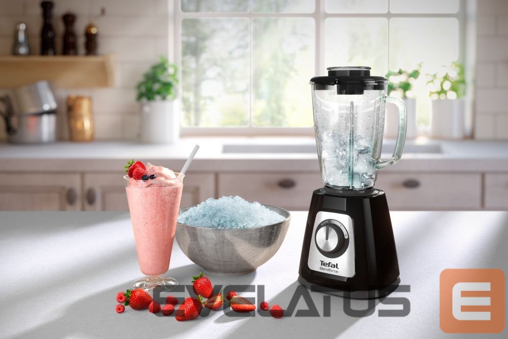 Maišytuvai ir maišytuvai TEFAL Blender BL438831 BlendForce Tabletop, 800 W, Jar material Glass, Jar capacity 1.25 L, Ice crushing, Black