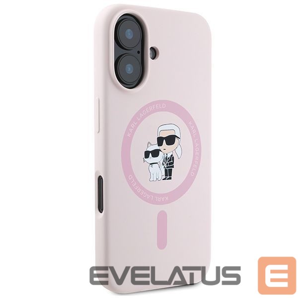 Nugarėlės dėklai Karl Lagerfeld Karl Lagerfeld Silicone Karl&Choupette Heads Ring MagSafe iPhone 16 Case - Pink