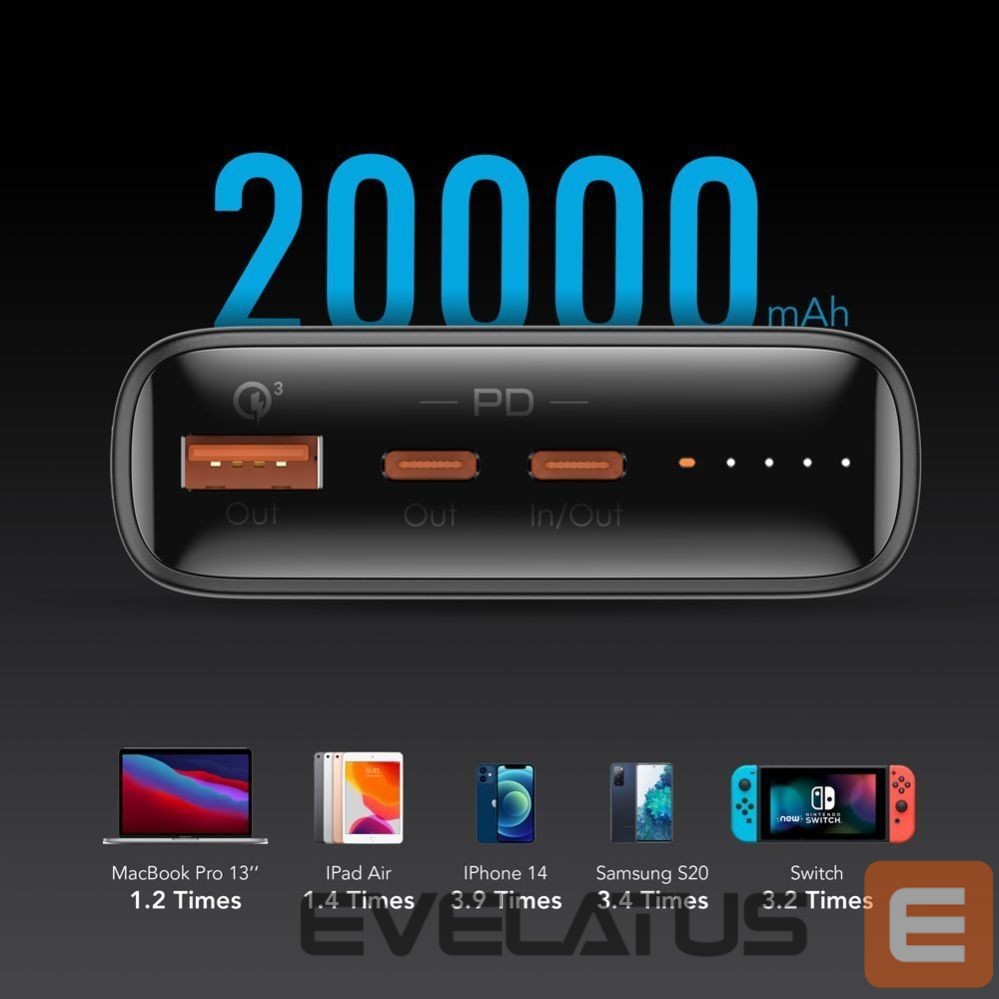 Išorinė baterija Veger Powerbank Veger T100 (W2032C-100) PD QC3.0 5A 100W 20000 mAh black