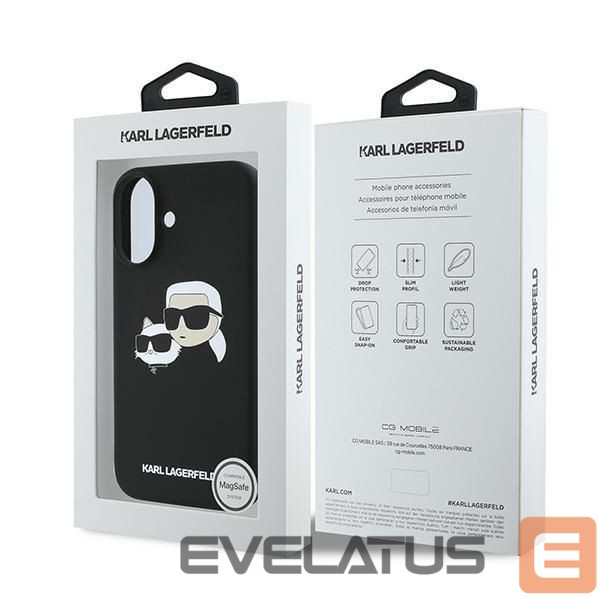 Nugarėlės dėklai Karl Lagerfeld Karl Lagerfeld Silicone Case Nauble Heads Print MagSafe for iPhone 16 Plus - Black