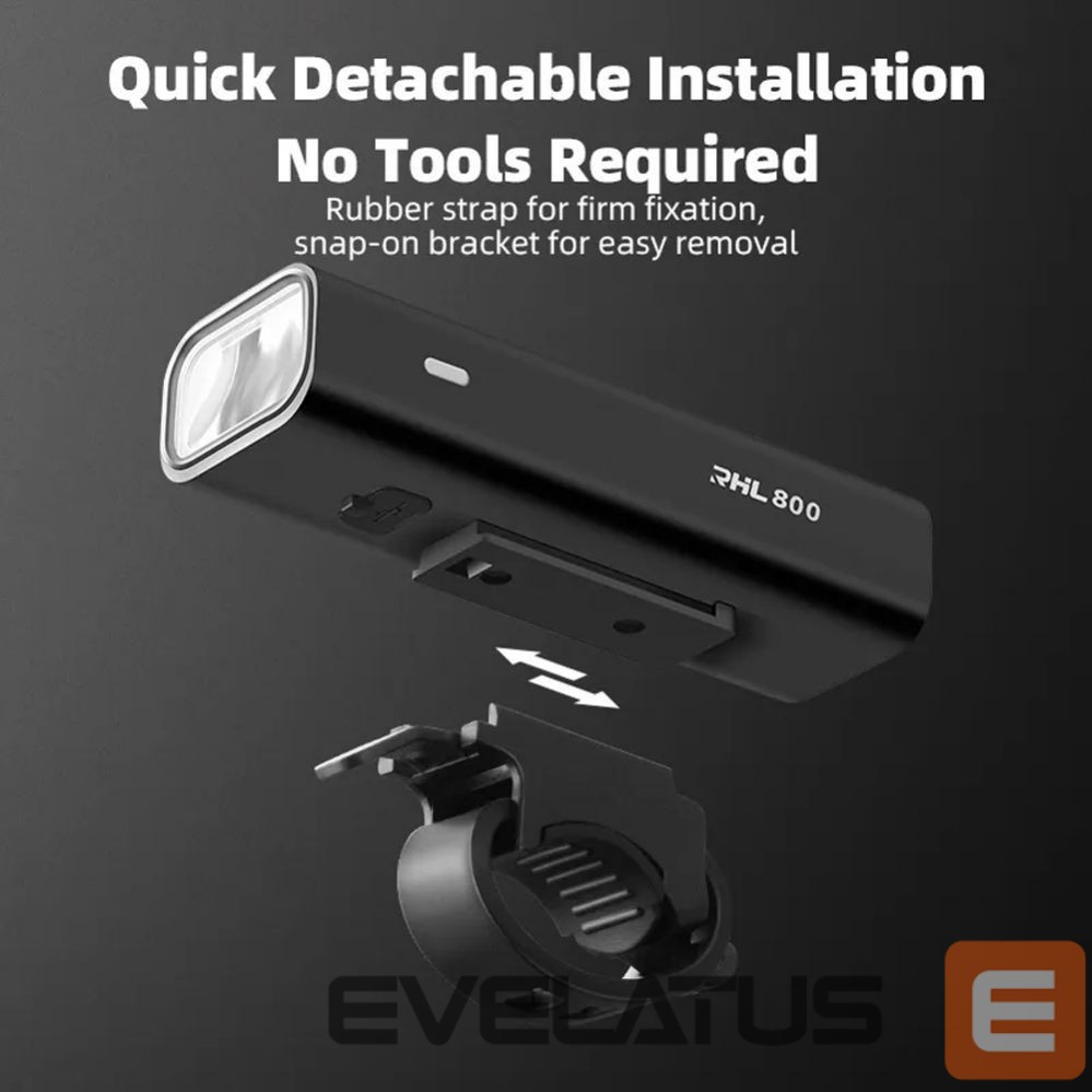 Dviračio priedas Rockbros Rockbros 24710012001 front bicycle light 800 lm + USB-C - USB-A cable - black
