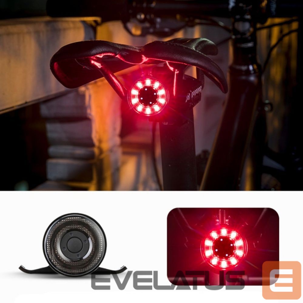 Dviračio priedas Rockbros Rockbros Q1 Rear Bike Light 7 Color LED + USB-C - USB-A Cable - Black