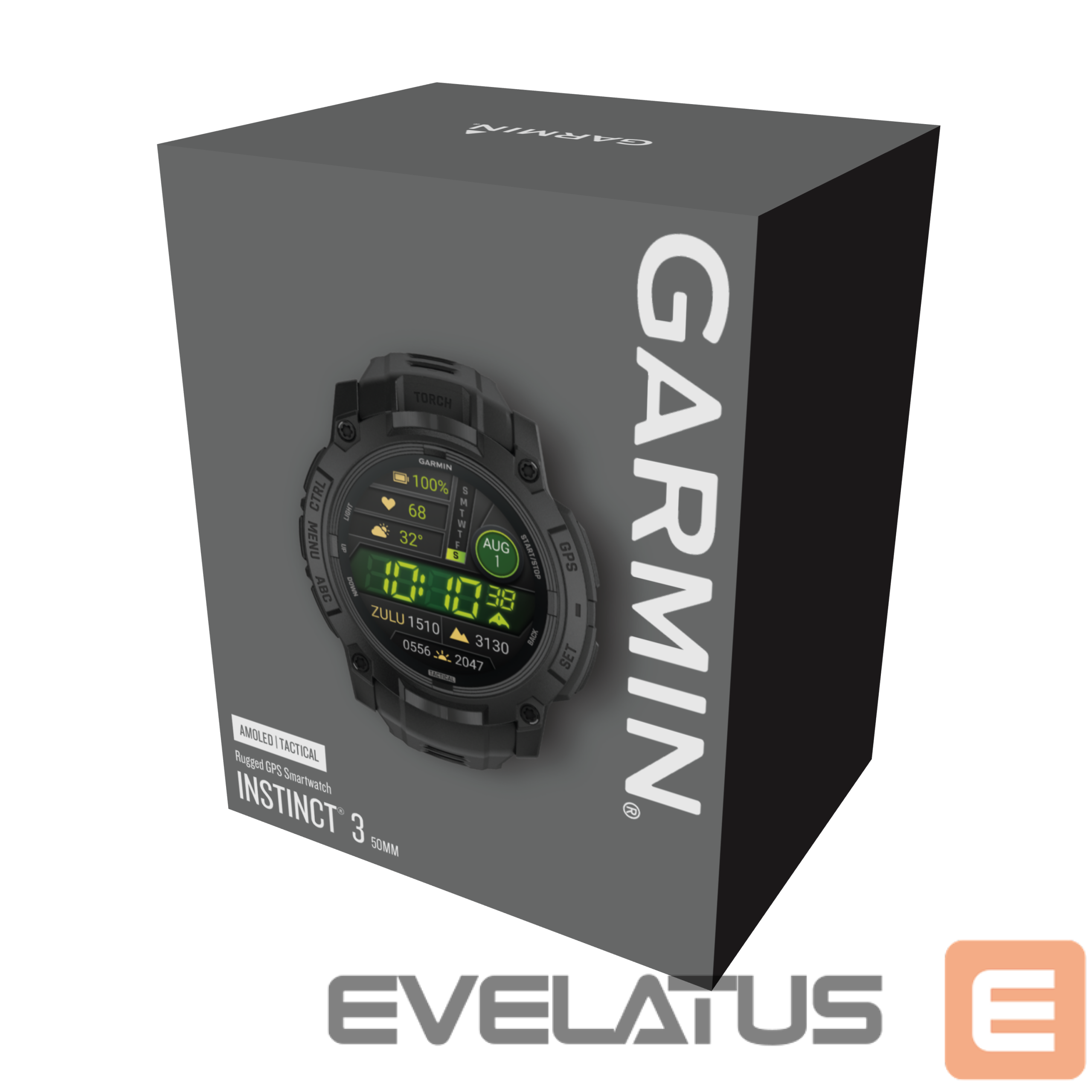 Išmanusis laikrodis Garmin Instinct 3 50mm Amoled Tactical Edition Black (010-03020-50)