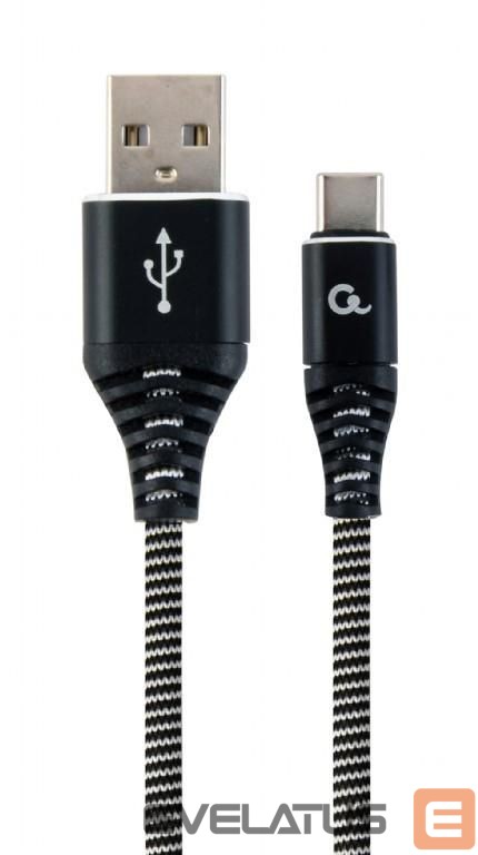 Kabelis Gembird CABLE USB-C 2M BLACK/WHITE/CC-USB2B-AMCM-2M-BW