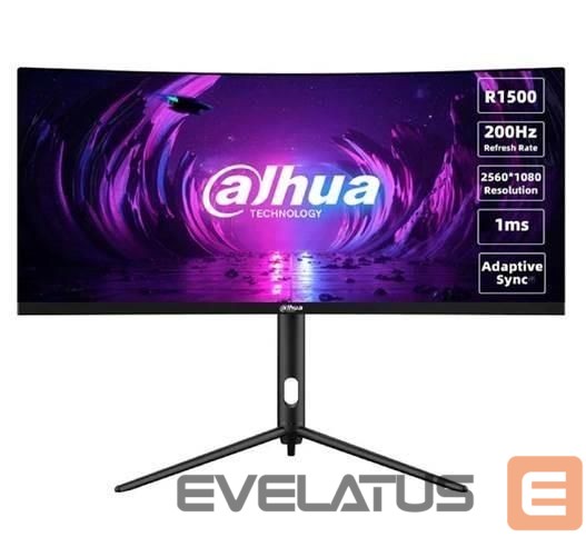 Monitoriai DAHUA LCD Monitor||DHI-LM30-E330CA|30"|Gaming/Curved/21 : 9|Panel VA|2560x1080|21:9|200Hz|1 ms|Swivel|Tilt|Colour Black|LM30-E330CA