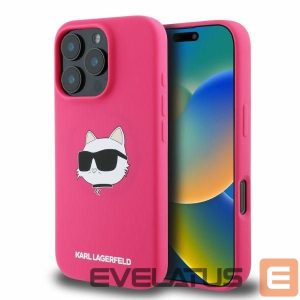 Nugarėlės dėklai Karl Lagerfeld  Karl Lagerfeld Silicone Choupette Head Print MagSafe iPhone 16 Pro Max Case - Fuchsia 