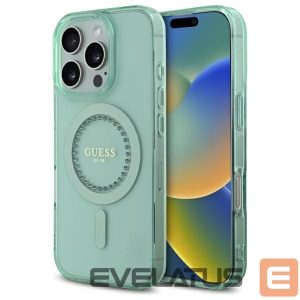 Kitas telefono priedas Guess  Guess IML Rhinestones MagSafe iPhone 16 Pro Case - Green 