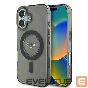 Kitas telefono priedas Guess  Guess IML Rhinestones MagSafe iPhone 16 Case - Black 