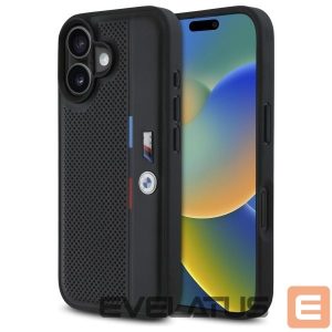 Kitas telefono priedas BMW  BMW M Perforated Tricolor Detail Line iPhone 16 Case - Black 