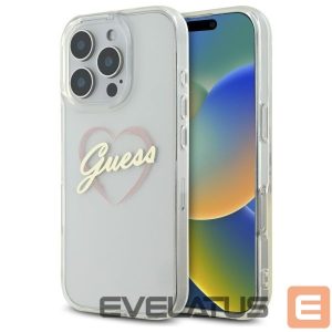 Kitas telefono priedas Guess  Guess IML Heart Case for iPhone 16 Pro - Transparent 