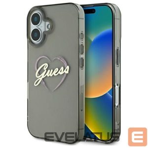 Kitas telefono priedas Guess  Guess IML Heart iPhone 16 Case - Black 