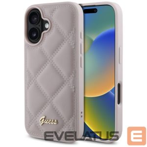 Kitas telefono priedas Guess  Guess Quilted Metal Logo iPhone 16 Case - Pink