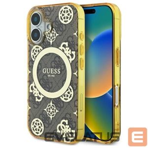 Kitas telefono priedas Guess  Guess IML Peony On 4G Background MagSafe iPhone 16 Case - Brown 