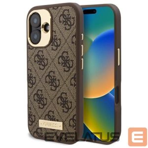 Kitas telefono priedas Guess  Guess 4G Logo Plate MagSafe iPhone 16 Case - Brown 