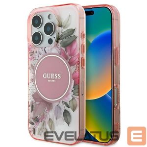 Kitas telefono priedas Guess  Guess IML Flower & Tonal Circle MagSafe iPhone 16 Pro Max Case - Pink 