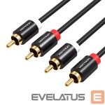 Adapteris Vention  Cable Audio 2xRCA male to 2xRCA male Vention VAB-R06-B200 2m (black) 