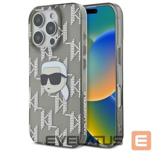 Kitas telefono priedas Karl Lagerfeld  Karl Lagerfeld IML Karl Head Electroplated iPhone 16 Pro Case - Black 