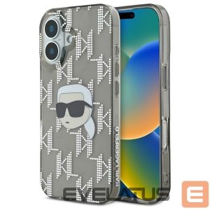 Kitas telefono priedas Karl Lagerfeld  Karl Lagerfeld IML Karl Head Electroplated iPhone 16 Case - Black 