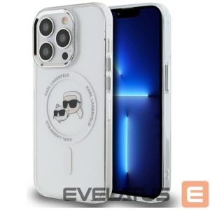 Kitas telefono priedas Karl Lagerfeld  Karl Lagerfeld IML Metal Karl & Choupette Head MagSafe iPhone 14 Pro Case - White 