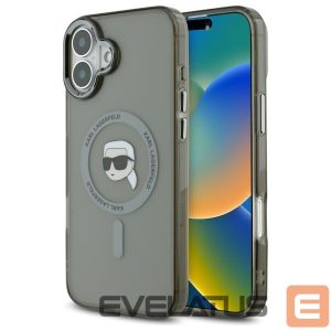 Kitas telefono priedas Karl Lagerfeld  Karl Lagerfeld IML Metal Karl Head MagSafe iPhone 16 Plus Case - Black 