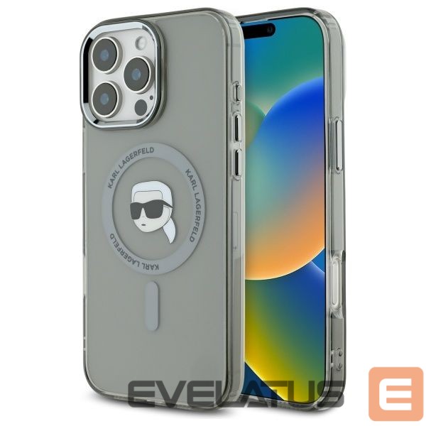 Kitas telefono priedas Karl Lagerfeld Karl Lagerfeld IML Metal Karl Head MagSafe Case for iPhone 16 Pro Max - Black