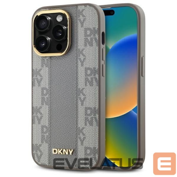 Kitas telefono priedas DKNY DKNY Leather Checkered Mono Pattern MagSafe iPhone 14 Pro Case - Beige