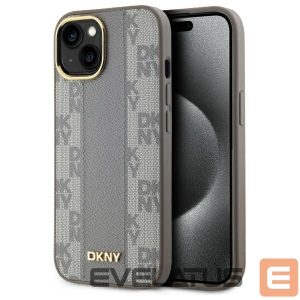 Kitas telefono priedas DKNY  DKNY Leather Checkered Mono Pattern MagSafe iPhone 15 Plus Case - Beige 