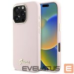 Kitas telefono priedas Guess  Guess Silicone Script Metal Logo & Frame iPhone 16 Pro Max Case - Pink