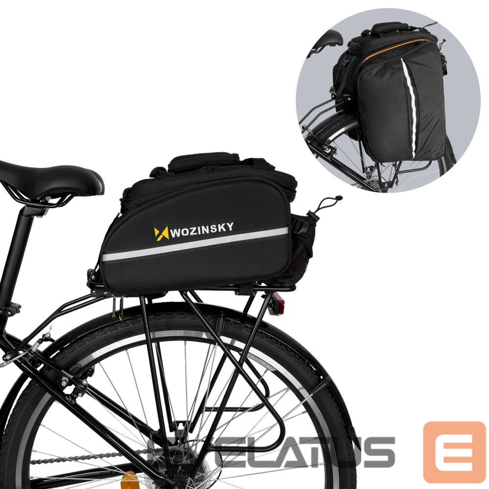 Dviračio priedas Wozinsky Wozinsky large bike rack bag 35l + rain cover black (WBB19BK)