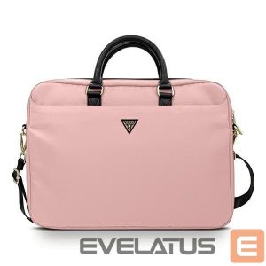 Nešiojamojo kompiuterio krepšys Guess  Guess Nylon Triangle Logo bag for a 16" laptop - pink 