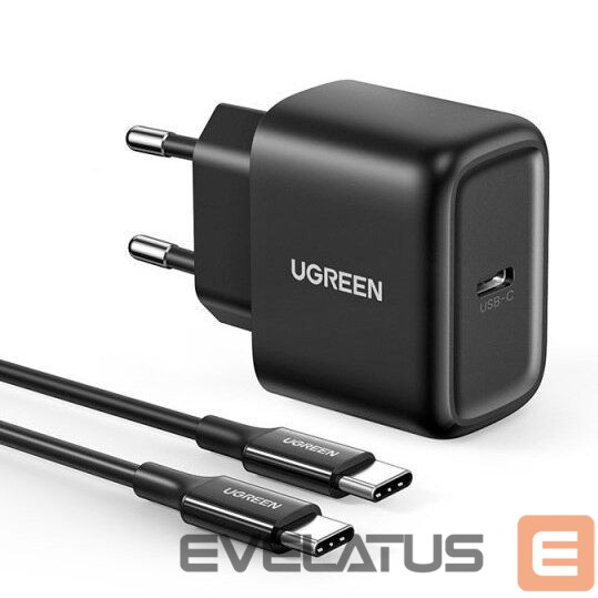 Adapteriai Ugreen USB Type C charger 25W Power Delivery + USB Type C cable 2m (50581) Black