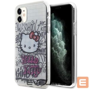 Nugarėlės dėklai Hello Kitty  Hello Kitty IML Kitty On Bricks Graffiti case for iPhone 11 / Xr - white 