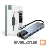 Kitas kompiuterio priedas Tech-Protect  HUB Tech-Protect V3 5in1 USB-C - USB-A 3.0 / USB-A 2.0 / USB-C / HDMI / RJ45 - gray 